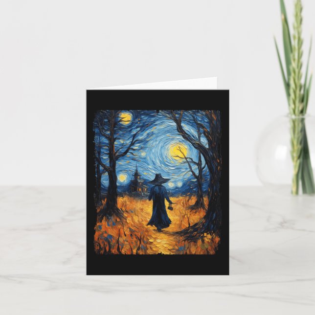 Carte Sorcière Halloween Starry Night Van Gogh Costume A (Devant)
