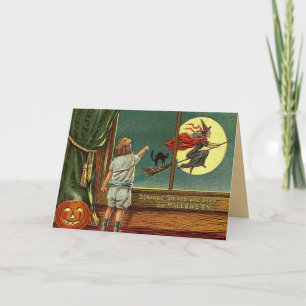 Carte sorcière Halloween vintage