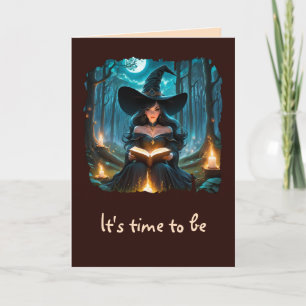 Carte Sorcière lire un livre - Wicca Halloween 2