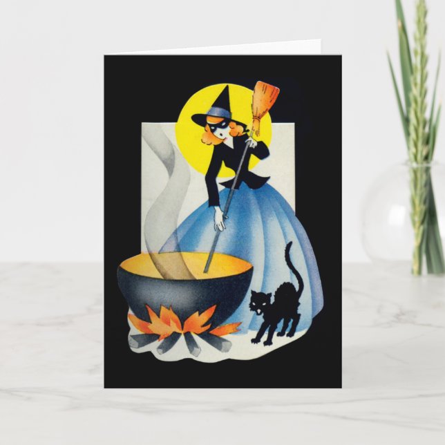 Carte Sorcière mignonne (Devant)