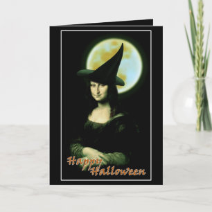 Carte Sorcière Mona Lisa Halloween Pleine lune