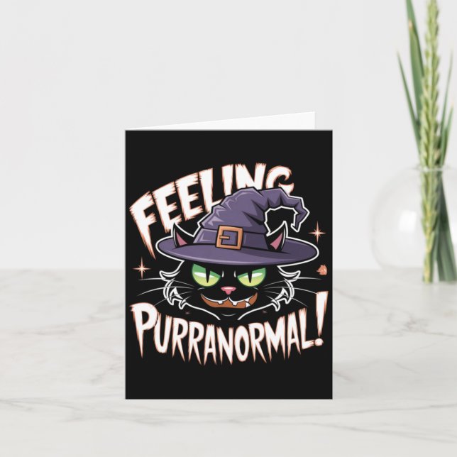 Carte Sorcière paranormale féticheuse de chat noir (Devant)