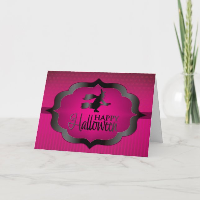 Carte Sorcière rose d'Halloween (Devant)