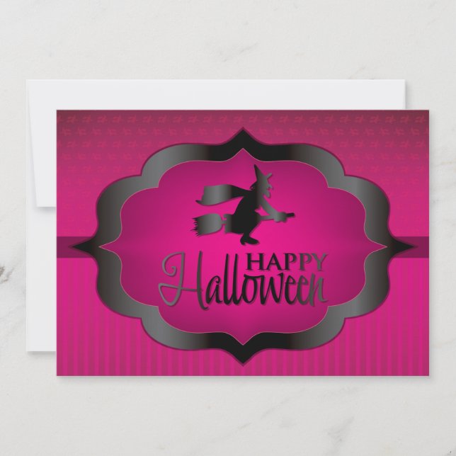 Carte Sorcière rose d'Halloween (Devant)