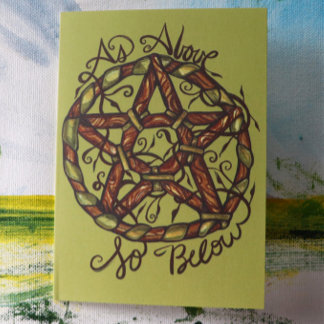 Carte Sorcière verte Pagan Pentacle Nature Wicca
