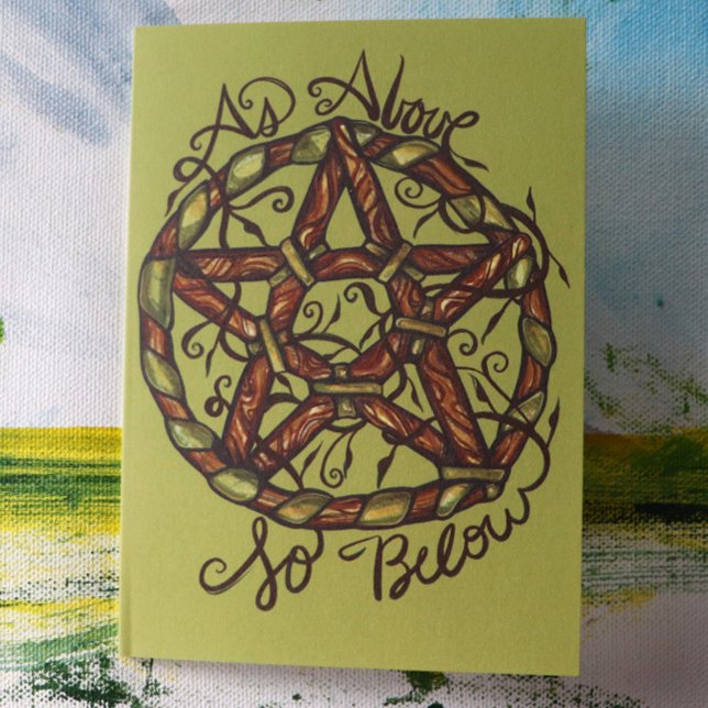 Carte Sorcière verte Pagan Pentacle Nature Wicca (Créateur téléchargé)