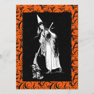 Carte Sorcière vintage d'Halloween