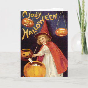 Carte Sorcière vintage Jolly Halloween par Ellen Clapsad