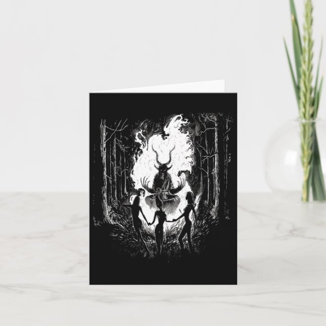 Carte Sorcières Dansant Avec Baphomet Occulte Sorcière G (Devant)