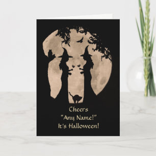 Carte Sorcières Halloween Vin Boire Personnalisé Nom Ava