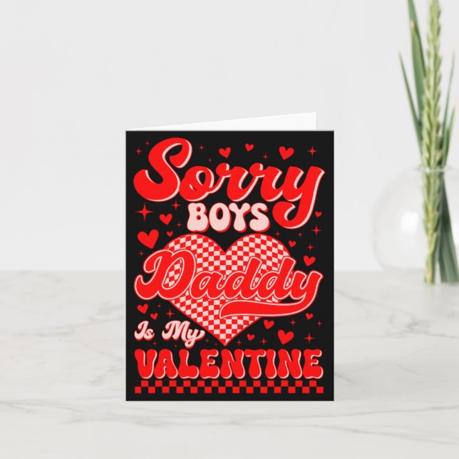 Carte Sorry Boys Daddy Is My Valentine Checked Heart Gir (Devant)