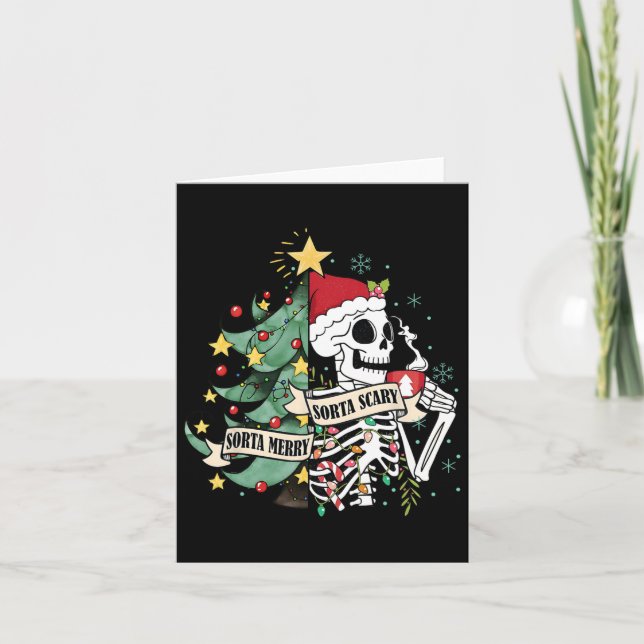 Carte Sorta Merry Sorta Effrayant Squelette neige Noël X (Devant)