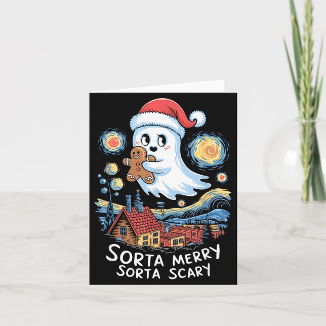 Carte Sorta Merry Sorta Y Santa Ghost Christmas Gingerbr (Devant)