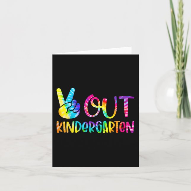 Carte Sortie Maternelle Tie Dye Graduation Dernier Jour  (Devant)