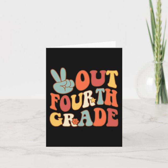 Carte Sortir de quatrième Groovy Dernier Jour d'école 4e (Devant)