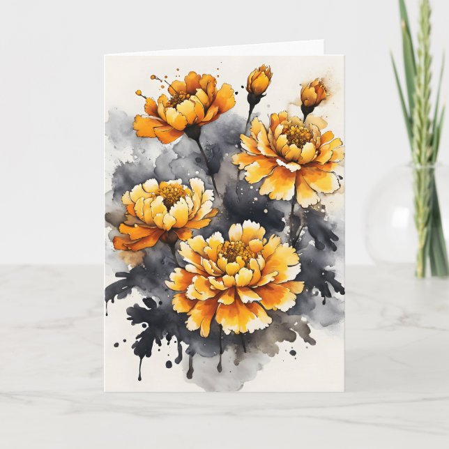 Carte Souci - Fleurs à l'aquarelle (Devant)