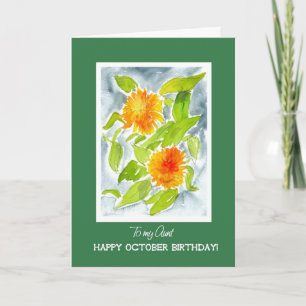 Carte Soucis de pot oranges pour l'anniversaire de tante