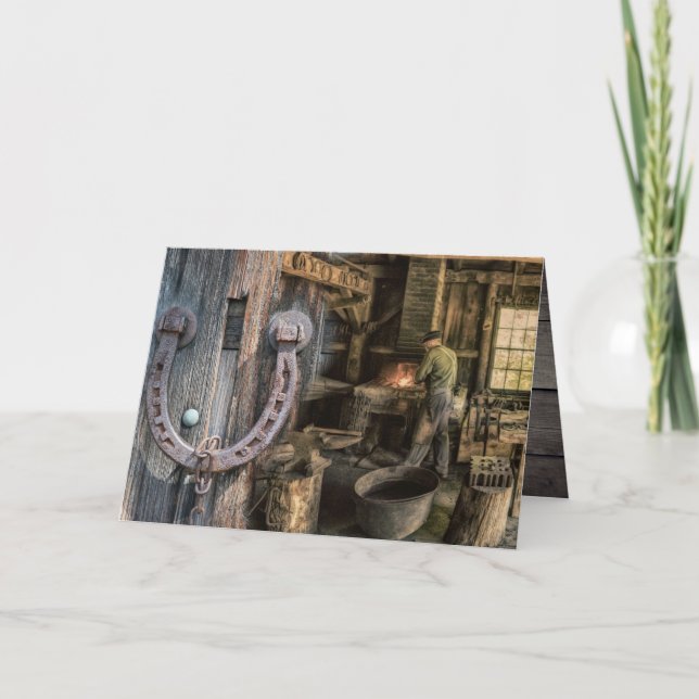 Carte Souder Vintage forgeron fer à cheval (Devant)
