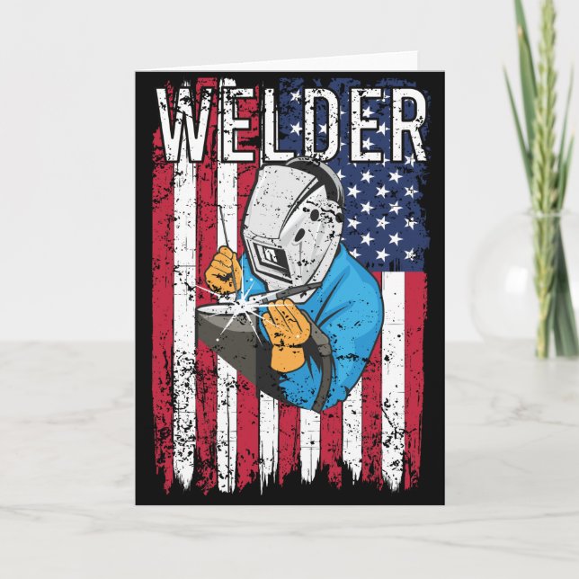Carte Souder Vintage USA American Flag Welder (Devant)