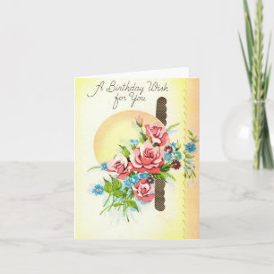 Carte Souhait d'anniversaire vintage