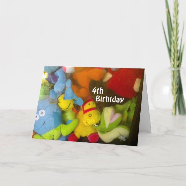 Carte SOUHAITE UN "4ème ANNIVERSAIRE" AMUSANT (Devant)