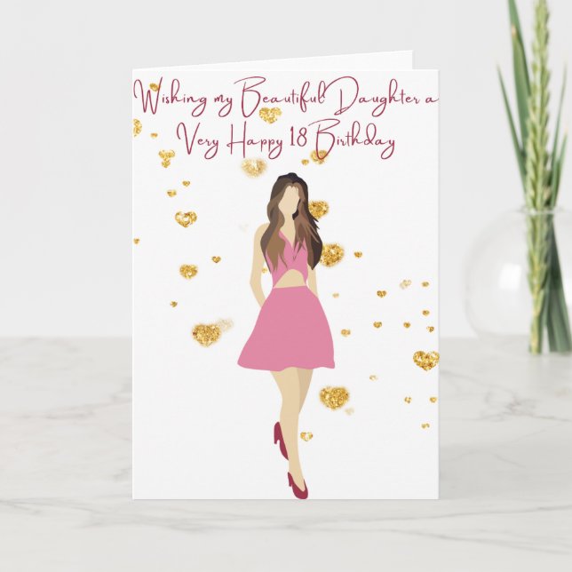 Carte Souhaitez à ma fille un très heureux 18 anniversai (Devant)