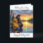 Carte Souhaitez à papa un joyeux anniversaire | Pêche no<br><div class="desc">Une carte d'anniversaire heureuse sentimentale pour papa. Un joli exemple d'un papa pêchant de nuit avec son fils.</div>