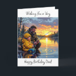 Carte Souhaitez à papa un joyeux anniversaire | Pêche no<br><div class="desc">Une carte d'anniversaire heureuse sentimentale pour papa. Un joli exemple d'un papa pêchant de nuit avec son fils.</div>