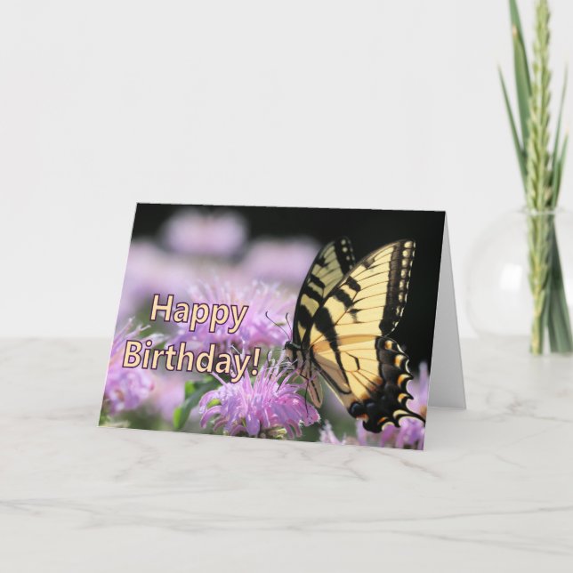 Carte Souhaits d'anniversaire aux papillons Swallowtail (Devant)