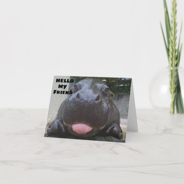 CARTE **SOUHAITS D'ANNIVERSAIRE** DE CUTE HIPPO (Devant)