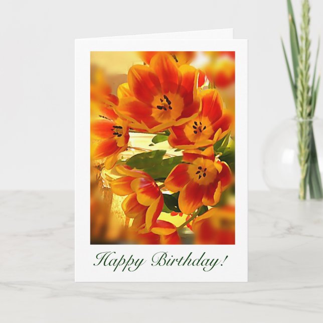Carte souhaits d'anniversaire de tulipe de rayon de (Devant)