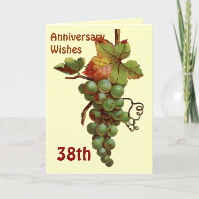 Carte Souhaits du 38e anniversaire, personnalisables (Devant)