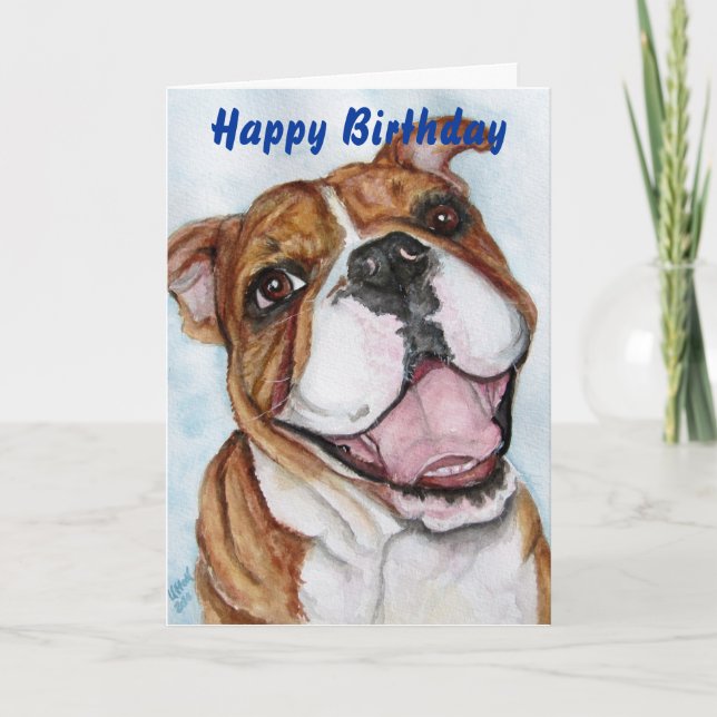 Carte Sourire de bouledogue de joyeux anniversaire (Devant)