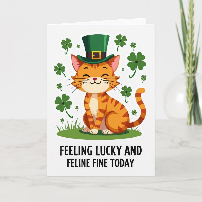 Carte Sourire de Chat Roux Chanceux (Devant)