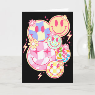Carte Sourire Rétro Groovy Visage Fleur Visage Heureux D