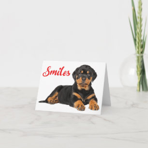 Carte Sourires Rottweiler Chien chiot Puppy Penser de vo