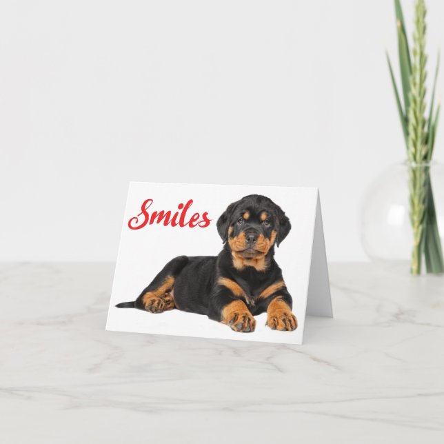 Carte Sourires Rottweiler Chien chiot Puppy Penser de vo (Devant)