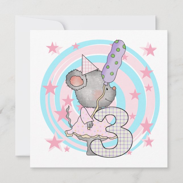 Carte Souris 3e anniversaire T-shirts et cadeaux (Devant)
