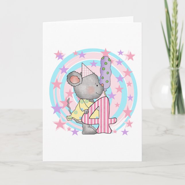 Carte Souris 4e anniversaire T-shirts et cadeaux (Devant)