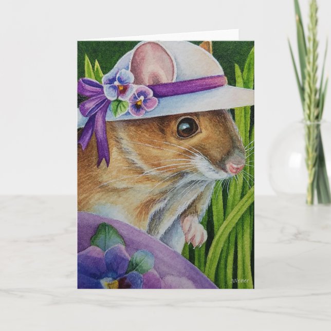 Carte Souris à Bonnet découverte de l'art de l'aquarelle (Devant)