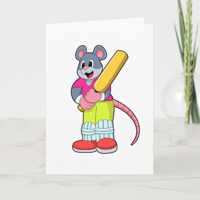 Carte Souris à Cricket avec batte de cricket (Devant)