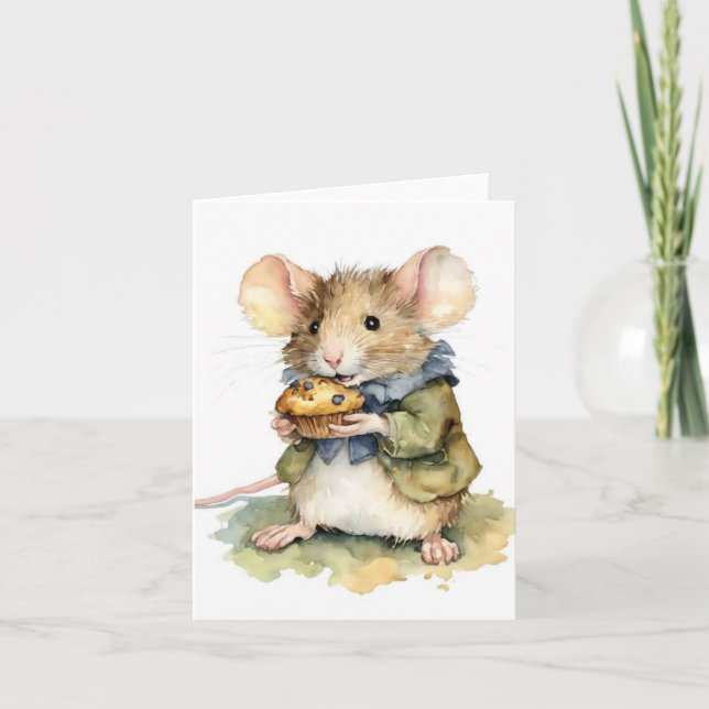 Carte Souris adorable avec un muffin Toutes les occasion (Devant)