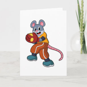 Carte Souris au baseball avec gant de baseball