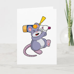 Carte Souris au cricket avec batte de cricket
