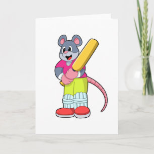 Carte Souris au cricket avec chauve-souris de cricket