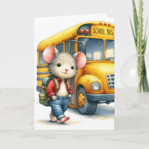 Carte Souris Avec Le Bus De L'École Jaune