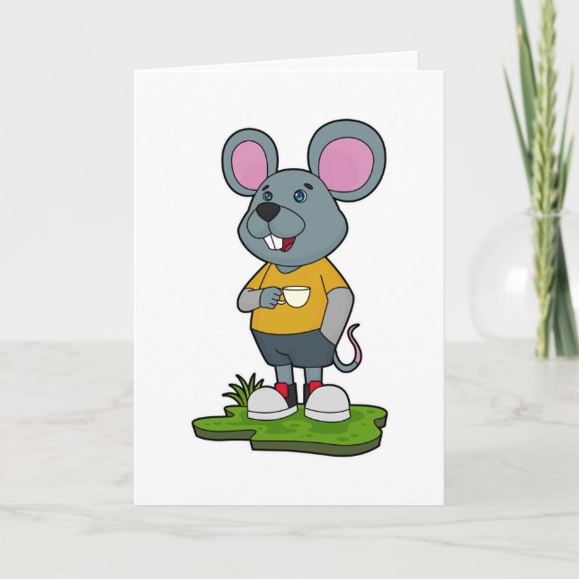 Carte Souris avec tasse à café (Devant)