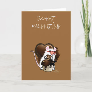 Carte Souris Blanche Avec Coeur Chocolat