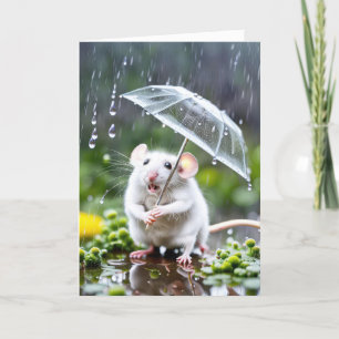 Carte Souris Blanche Avec Parapluie