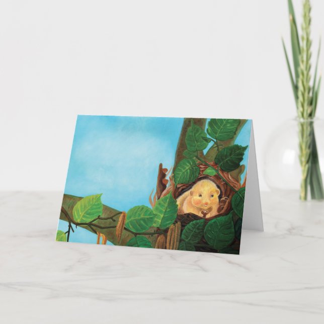 Carte Souris brumeux mangeant de la noisette (Devant)